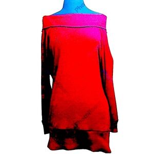 Nwot Umgee maroon off shoulder or one shoulder sweater dress size small!29” long